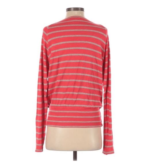 Bordeaux Orange Striped Pullover Sweater Womens XS Y2K Blouse Casual Cozy - Picture 2 of 7